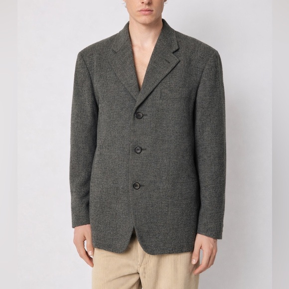 Issey Miyake Men Wool Boucle Oversized Gray Blazer Jacket Sz 1 Three Buttons VTG